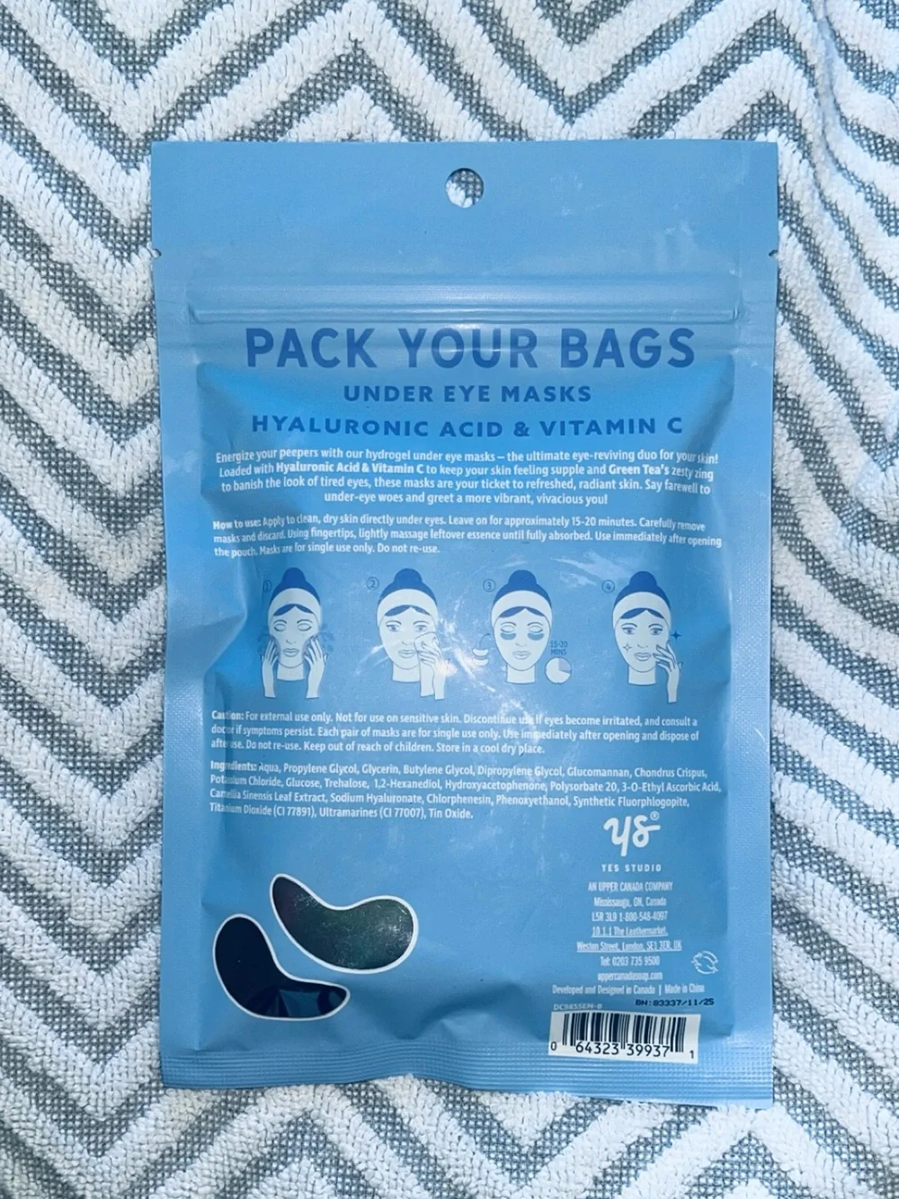 Yes Studio Pack Your Bags Blue Hydrogel Under Eye Masks - 6 Pairs